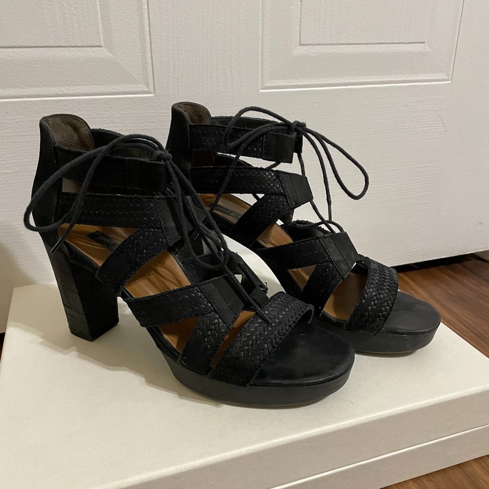 Paul Green Hana Leather Lace Up Sandal Heel